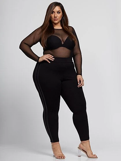 Fashion To Figure Good Form Faux-Leather Stripe Ponte Pants 2 Fashion To Figure Good Form Faux-Leather Stripe Ponte Pants - Image 2