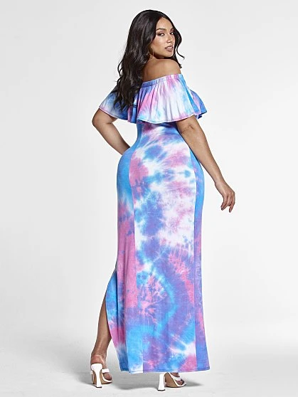 Fashion To Figure Soraya Tie Dye Off The Shoulder Maxi Dress 2 Fashion To Figure Soraya Tie Dye Off The Shoulder Maxi Dress - Image 2