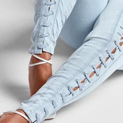Fashion To Figure High Rise Lace Up Skinny Jean - Short Inseam