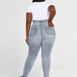 Fashion To Figure Curvy Fit Skinny Jeans With Lace-Up Detail - Short Inseam -Pleasures SHOP x 9c06ac76 447c 4591 8718 fc517cb98510