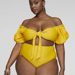 Fashion To Figure Roxy Puff Sleeve Bikini Top -Pleasures SHOP x 9ddcda8d ca54 4cfd a404 dd714adbe8d6