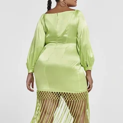 Fashion To Figure Kellie Satin Fringe Dress - Nadia X FTF -Pleasures SHOP x 9e5f575f 904d 4140 82a9 2c9812825370