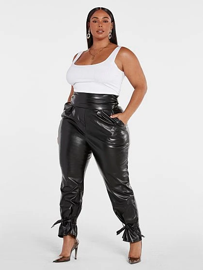 Fashion To Figure Denise Faux Leather Ankle Tie Pants 3 Fashion To Figure Denise Faux Leather Ankle Tie Pants - Image 3