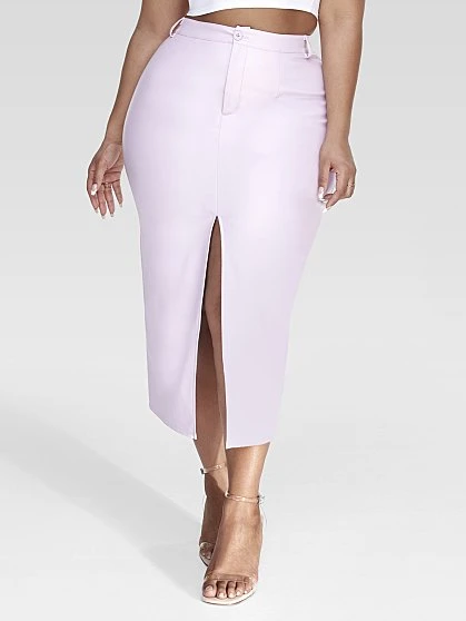 Fashion To Figure Leanne Faux Leather Midi Skirt 3 Fashion To Figure Leanne Faux Leather Midi Skirt - Image 3