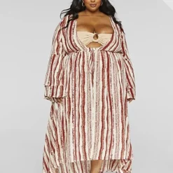 Fashion To Figure Vera Striped Maxi Cover-Up -Pleasures SHOP x 9fae846c 212c 4e90 9243 63825742b52e