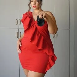 Fashion To Figure Eliza One Shoulder Ruffle Dress -Pleasures SHOP x 9fb918d1 3e96 488a 926f 483df7dd6985