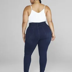 Fashion To Figure High Rise Curvy Fit Skinny Jeans In Dark Indigo - Short Inseam -Pleasures SHOP x a0b7c162 568e 437a ab6e 2364d85ed453