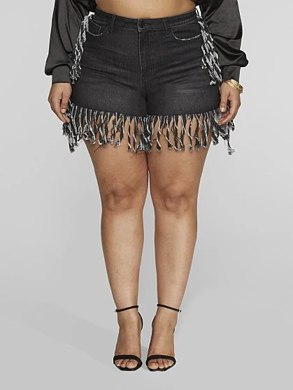 Fashion To Figure High Rise Denim Fringe Shorts 1 Fashion To Figure High Rise Denim Fringe Shorts