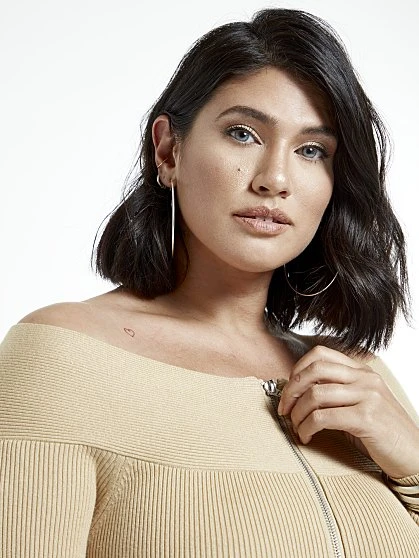 Fashion To Figure Penelope Off The Shoulder Front Zip Sweater 1 Fashion To Figure Penelope Off The Shoulder Front Zip Sweater