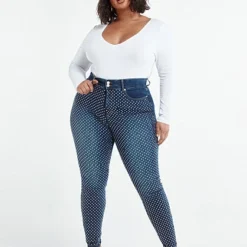 Fashion To Figure Medium Wash High Rise Studded Curvy Skinny Jeans -Pleasures SHOP x a308176b c632 44b1 a00b 29707301b0d6