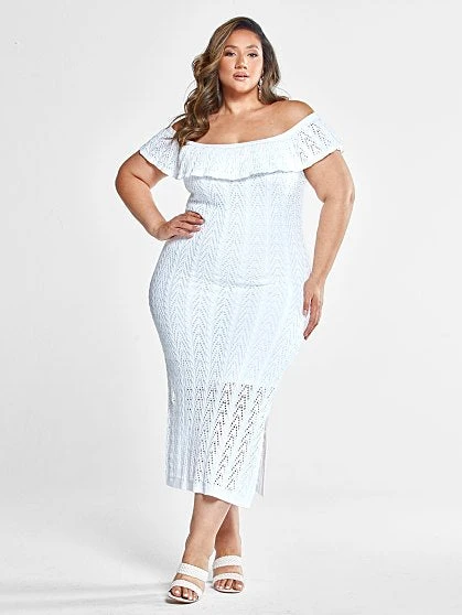 Fashion To Figure Georgina Off The Shoulder Crochet Dress With Slit 3 Fashion To Figure Georgina Off The Shoulder Crochet Dress With Slit - Image 3