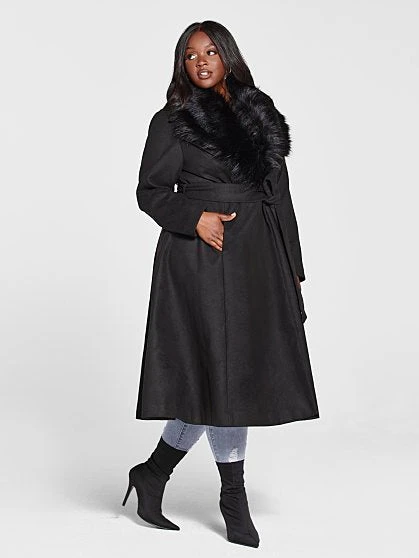 Fashion To Figure Jessenia Faux Fur Collar Long Coat 4 Fashion To Figure Jessenia Faux Fur Collar Long Coat - Image 4