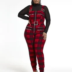 Fashion To Figure Willow Plaid Fitted Overalls -Pleasures SHOP x a3702a1a 9657 4bf8 8845 6ed9019801e2