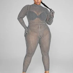Fashion To Figure Alexis Mesh Houndstooth Catsuit -Pleasures SHOP x a3ac669a f728 43fc bb4e d020cf648d9d