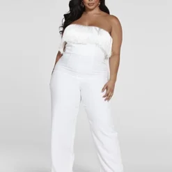 Fashion To Figure Claudia Faux Feather Fringe Jumpsuit
