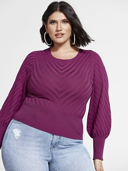 Fashion To Figure Janet Lantern Sleeve Top With Bow Back Detail 1 Fashion To Figure Janet Lantern Sleeve Top With Bow Back Detail