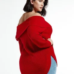 Fashion To Figure Amelia Split Collar Sweater With Snap Detail -Pleasures SHOP x a5e6bb09 b337 483a a37b 3f5183167649