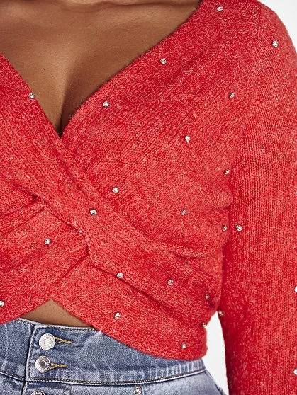Fashion To Figure Ramona Twist Front Rhinestone Sweater 3 Fashion To Figure Ramona Twist Front Rhinestone Sweater - Image 3