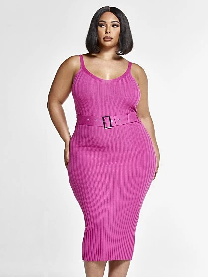 Fashion To Figure Robyn Belted Ribbed Knit Dress 2 Fashion To Figure Robyn Belted Ribbed Knit Dress - Image 2