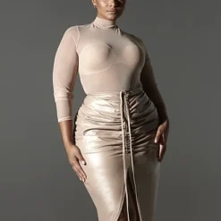 Fashion To Figure Miranda Ruched Faux Leather Skirt -Pleasures SHOP x a6b9b222 20d7 47eb a7bd 41ed52b18ea7