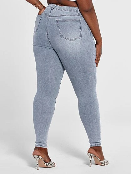 Fashion To Figure High Rise Rhinestone Button Fly Skinny Jeans - Short Inseam 3 Fashion To Figure High Rise Rhinestone Button Fly Skinny Jeans - Short Inseam - Image 3