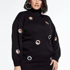 Fashion To Figure Kendra Turtleneck Sweater With Grommet Details -Pleasures SHOP x a75d7171 ee70 45d2 a1d0 75bf5a5b93c0