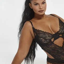 Fashion To Figure Katelyn Lace Cutout Bodysuit -Pleasures SHOP x a795137e 744c 4713 a6a3 6b289b030296