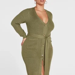 Fashion To Figure Sami Belted Cardigan Sweater Dress -Pleasures SHOP x a832f198 fa6e 4428 a1c7 cb7e4d5916b8