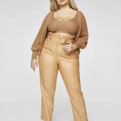 Fashion To Figure Anika Faux Leather Paperbag Waist Pants