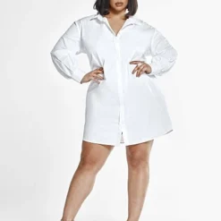 Fashion To Figure Geneva Button Down Shirt Dress -Pleasures SHOP x a879dc4e 8e56 4544 8732 837e75b568cf