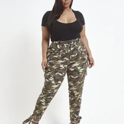 Fashion To Figure High Rise Camo Jogger Pants With Ankle Ties