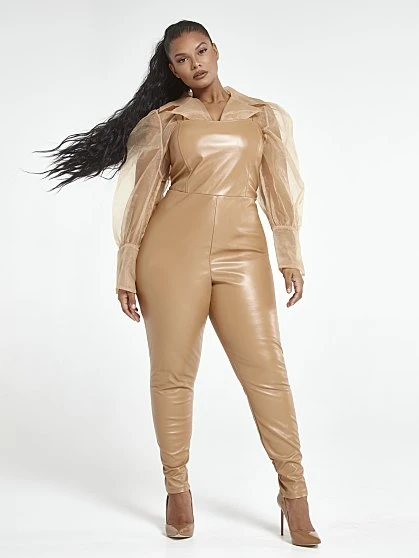 Fashion To Figure Ellie Faux Leather Overalls 3 Fashion To Figure Ellie Faux Leather Overalls - Image 3