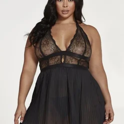Fashion To Figure Lexie Sheer Halter Nightgown Set