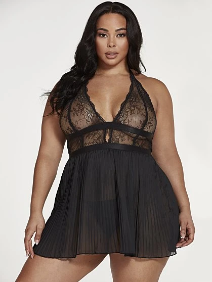 Fashion To Figure Lexie Sheer Halter Nightgown Set 1 Fashion To Figure Lexie Sheer Halter Nightgown Set