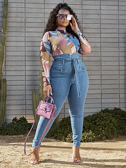 Fashion To Figure Ultra High Rise Tie Front Skinny Jeans - Tall Inseam 4 Fashion To Figure Ultra High Rise Tie Front Skinny Jeans - Tall Inseam - Image 4