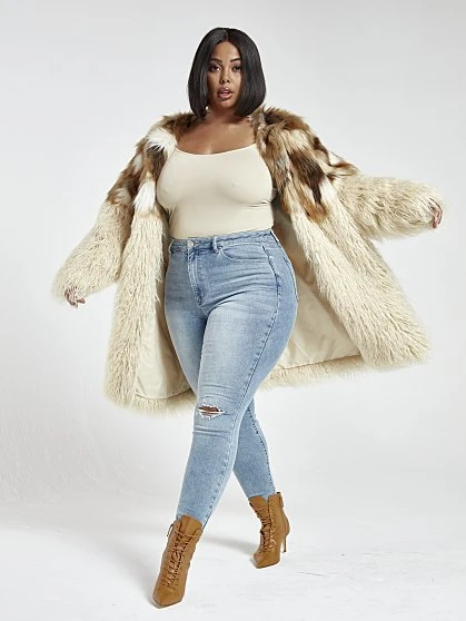 Fashion To Figure Lisa Mixed Faux Fur Coat 3 Fashion To Figure Lisa Mixed Faux Fur Coat - Image 3