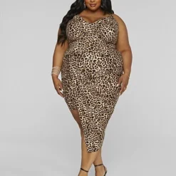 Fashion To Figure Waverly Faux Wrap Skirt In Leopard Print