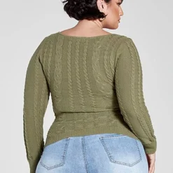 Fashion To Figure Aria Cable Knit Pullover Sweater -Pleasures SHOP x acf565d0 3040 40df b046 45b1de57293f