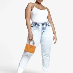 Fashion To Figure High Rise Bleached Wash Straight Leg Jeans -Pleasures SHOP x ada1f3e8 348f 45ea 81bf 22717a8ab720