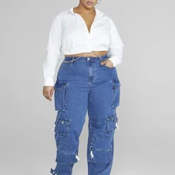 Fashion To Figure High Rise Relaxed Fit Cargo Jeans -Pleasures SHOP x adee6779 6a34 43b8 bbe8 f73d4db02e08