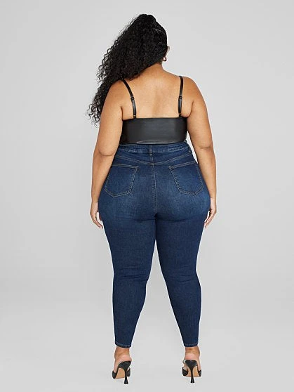 Fashion To Figure High Rise Dark Wash Ankle Length Skinny Jeans - Tall Inseam 1 Fashion To Figure High Rise Dark Wash Ankle Length Skinny Jeans - Tall Inseam