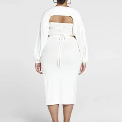 Fashion To Figure Brigitte Ribbed Knit Cutout Midi Skirt