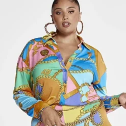 Fashion To Figure Bianca Chain Print Colorblock Jumpsuit