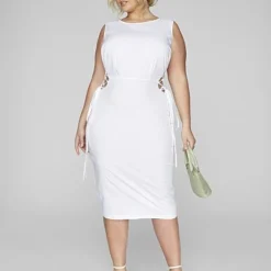 Fashion To Figure Sarita Lace-Up Side Detail Dress -Pleasures SHOP x af4129c4 58d9 4590 bccb b9299fc07c8b