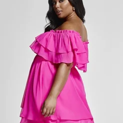 Fashion To Figure Sophie Off The Shoulder Ruffle Dress -Pleasures SHOP x af56f35b 344c 48f1 af52 fa04f8c4636a