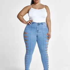 Fashion To Figure High Rise Skinny Jeans With Cutouts -Pleasures SHOP x af5aee13 2ffc 4504 9026 8bb94e697108