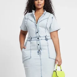Fashion To Figure Jayden Button Front Denim Dress -Pleasures SHOP x b09ee80f 4642 4cf8 8854 37392d750c2f