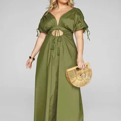 Fashion To Figure Alyssa Cutout Ruched Waist Maxi Dress -Pleasures SHOP x b0b10295 f395 44fd a149 d1f0e58aef2d