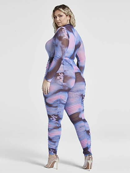 Fashion To Figure Jeanette Mesh Printed Catsuit 3 Fashion To Figure Jeanette Mesh Printed Catsuit - Image 3