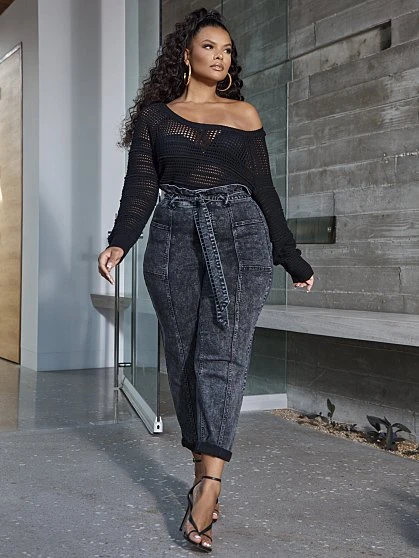 Fashion To Figure Bianca Pointelle Knit Cropped Sweater 3 Fashion To Figure Bianca Pointelle Knit Cropped Sweater - Image 3